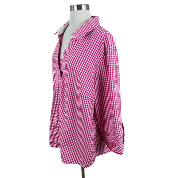Foxcroft 22W Pink White Gingham Check Non Iron Heritage Shirt Shaped Fit Career - Picture 2 of 4